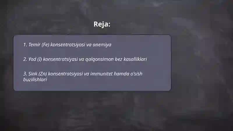Biogen elementlar konsentratsiya va kasalliklari 2
