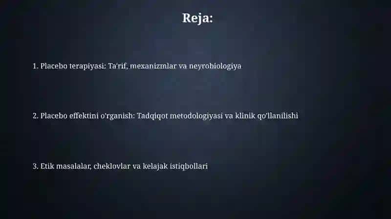 Placebo terapiyasi metodologiyasi 2