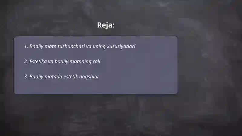 Badiiy matn va uning estetik vazifasi 2