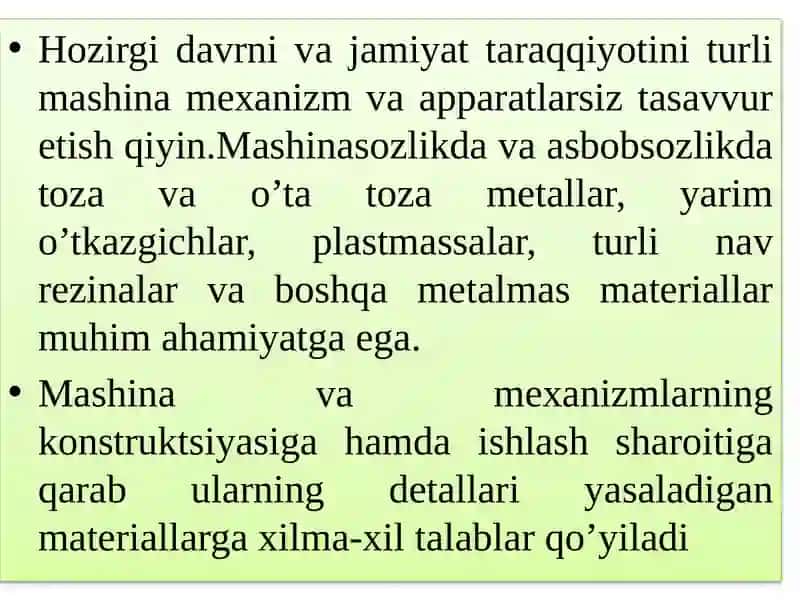 Mаteriаlshunоslik аsоslаri 2