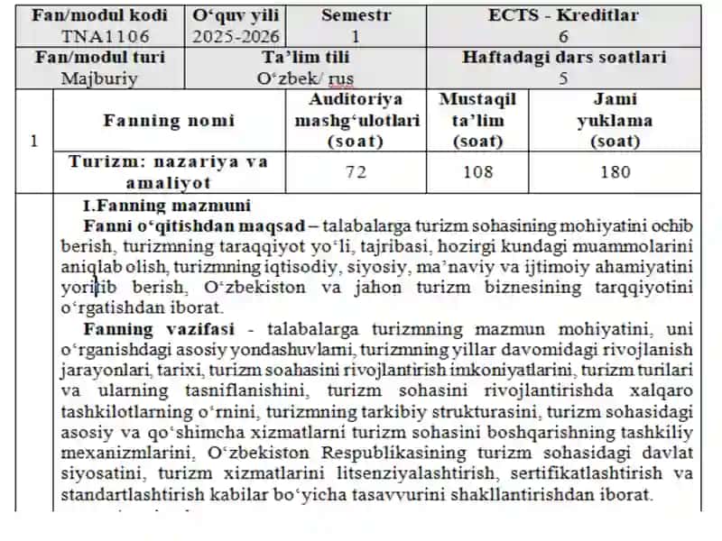 Turizm: Nazariya va Amaliyot 2