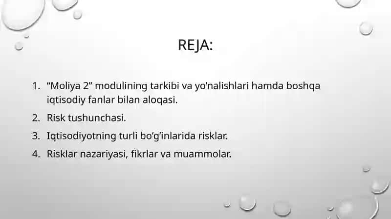 Moliyaviy risklarning mohiyati va ahamiyati 2