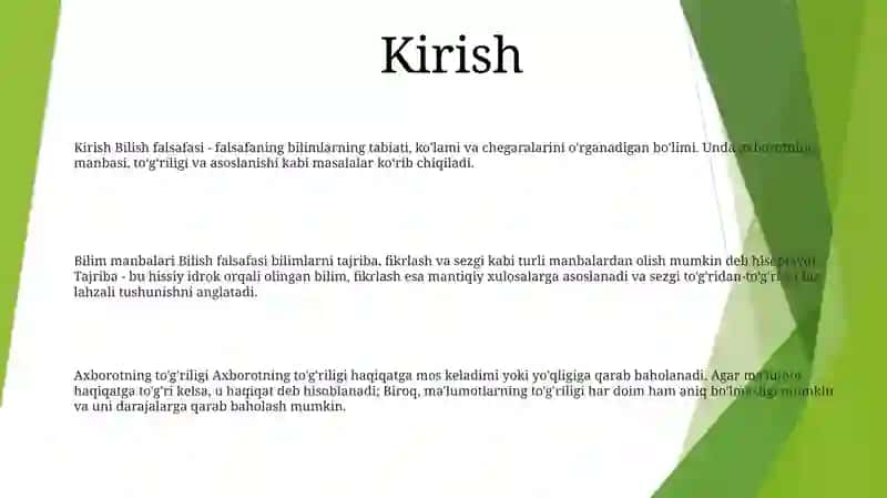 Bilish Falsafasi 2