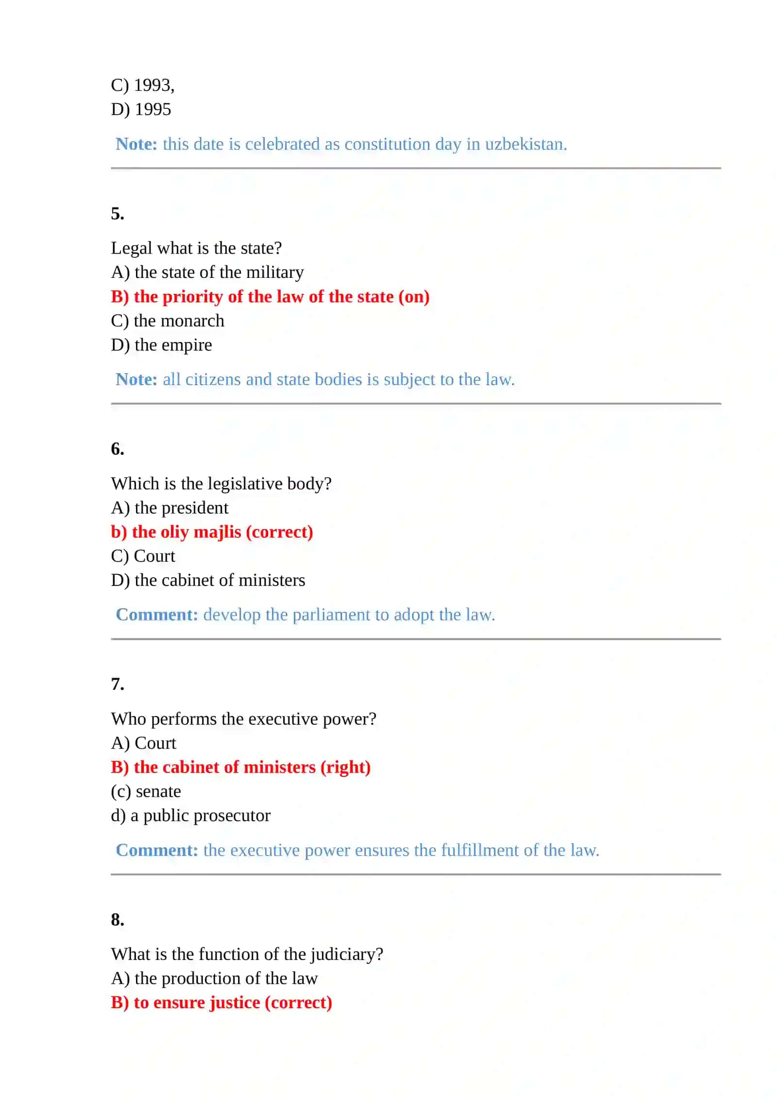 150 tests test questions and answers from the science of law 2