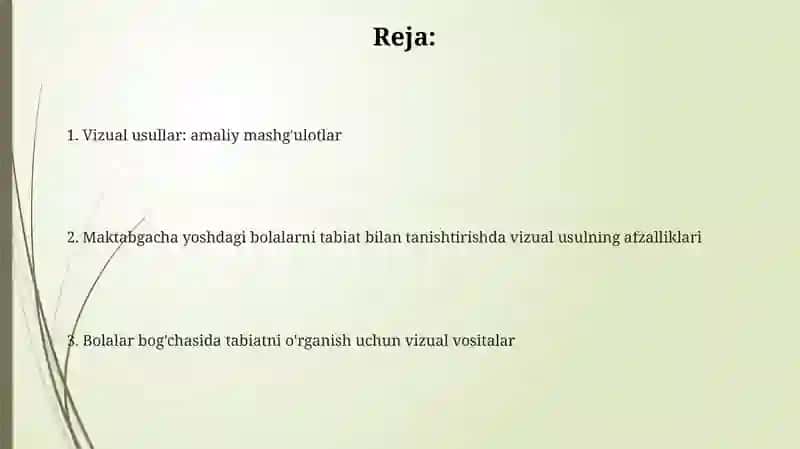 Dabolarni tabiat bilan tanishtirishda ko’rgazmalilik metodi 2