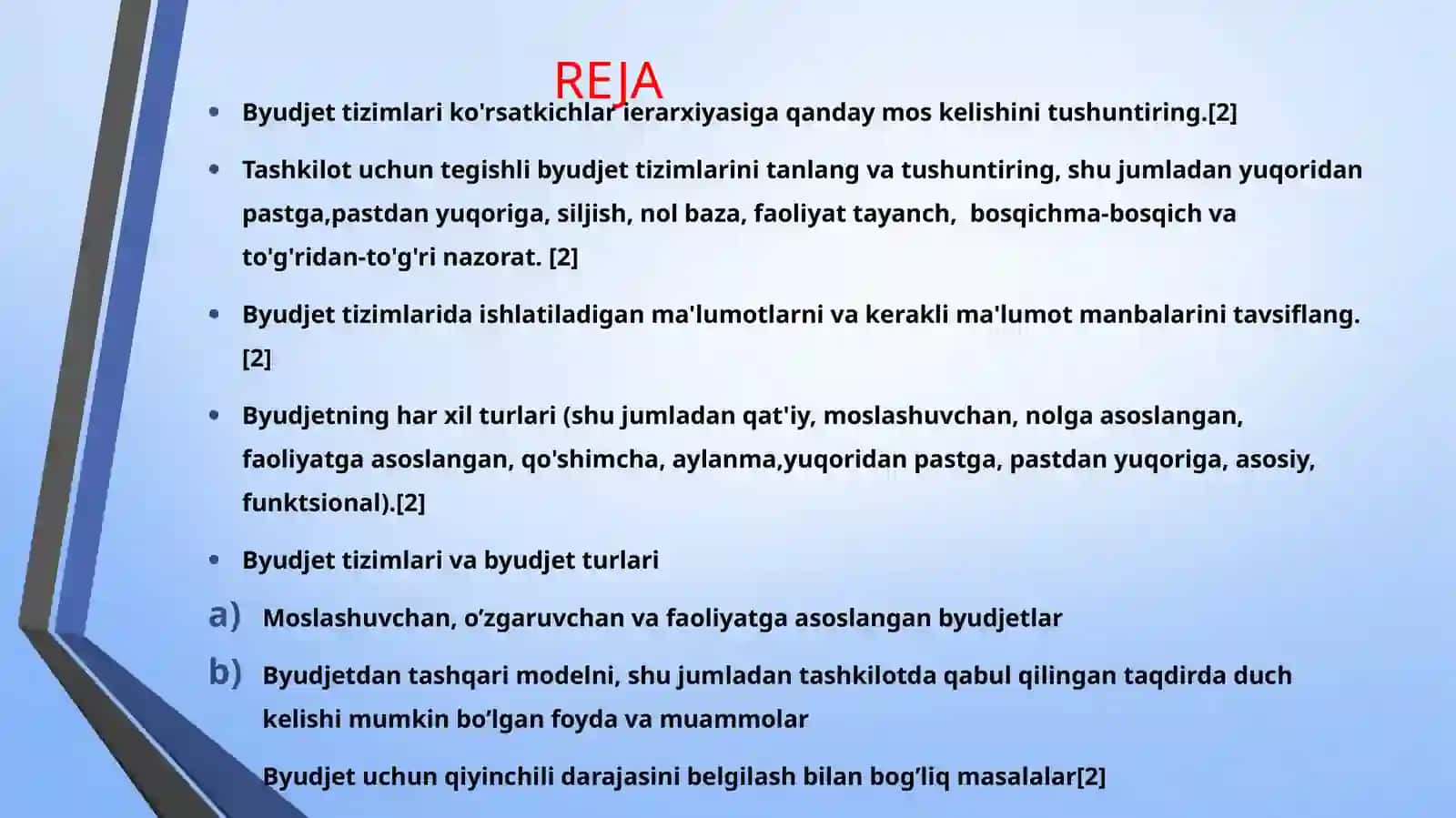 Budjet turlari va tizimlari 2
