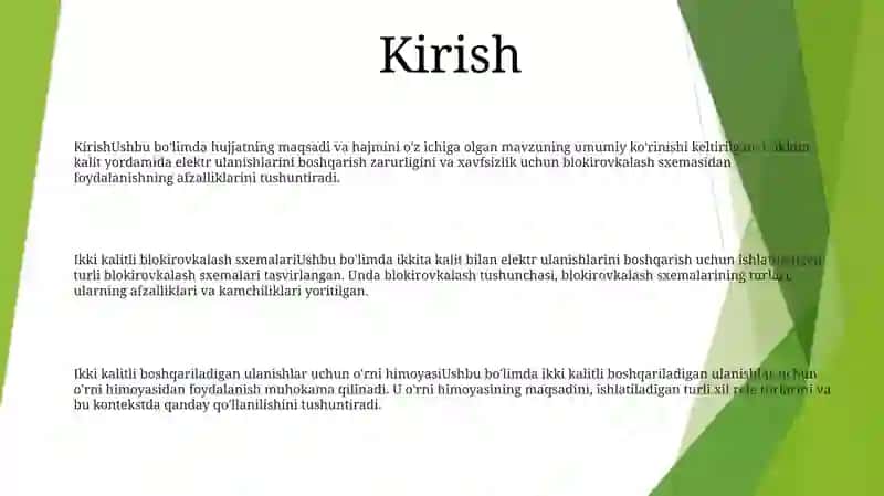 Ulanmalarni Ikkitadan OʻChirgichlar Bilan Boshqarish Sxemalari Ikki OʻChirgich Bilan Boshqariladigan Ulanmalar Rele Himoyasi 2