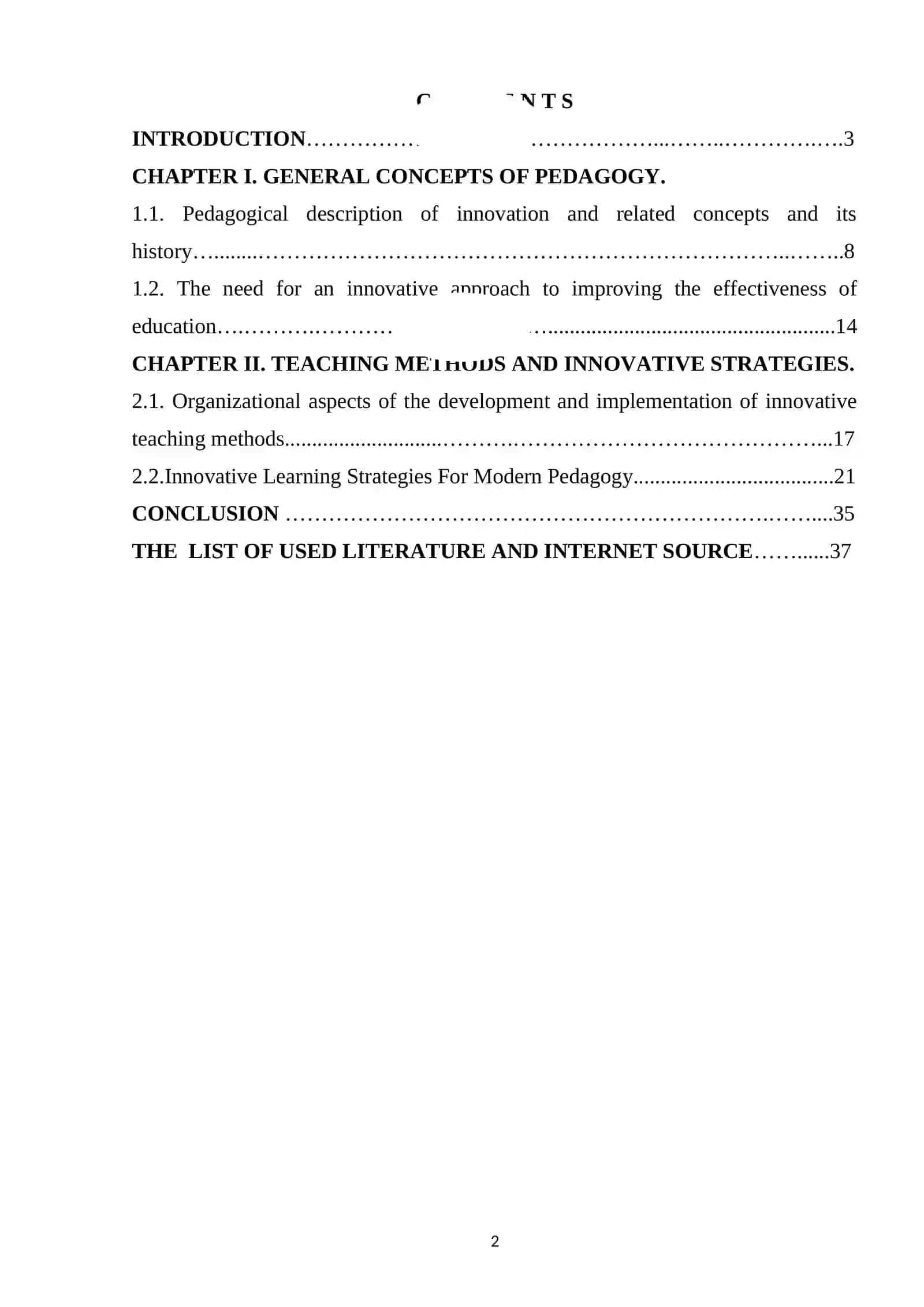 COURSE PAPER: INNOVATIONS ON PEDAGOGY AND ITS HISTORY 2
