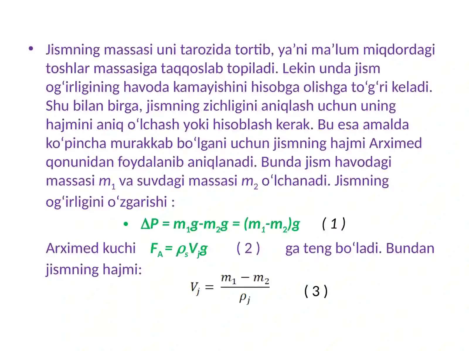 Qattiq jismlarning zichligini gidrostatik usulda aniqlash 2