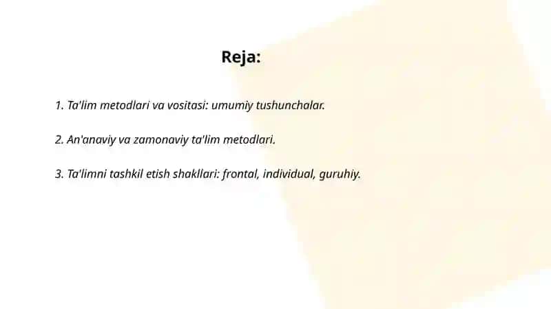 Ta'lim Metodlari va Vositasi 2