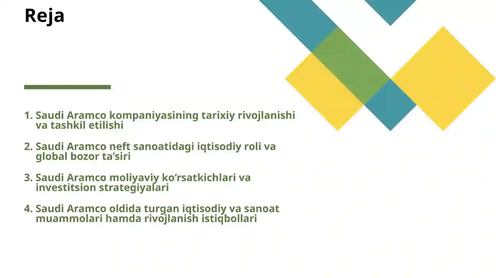 SAUDI ARAMCO KORXONASINI IQTISODIY YORITISH 2