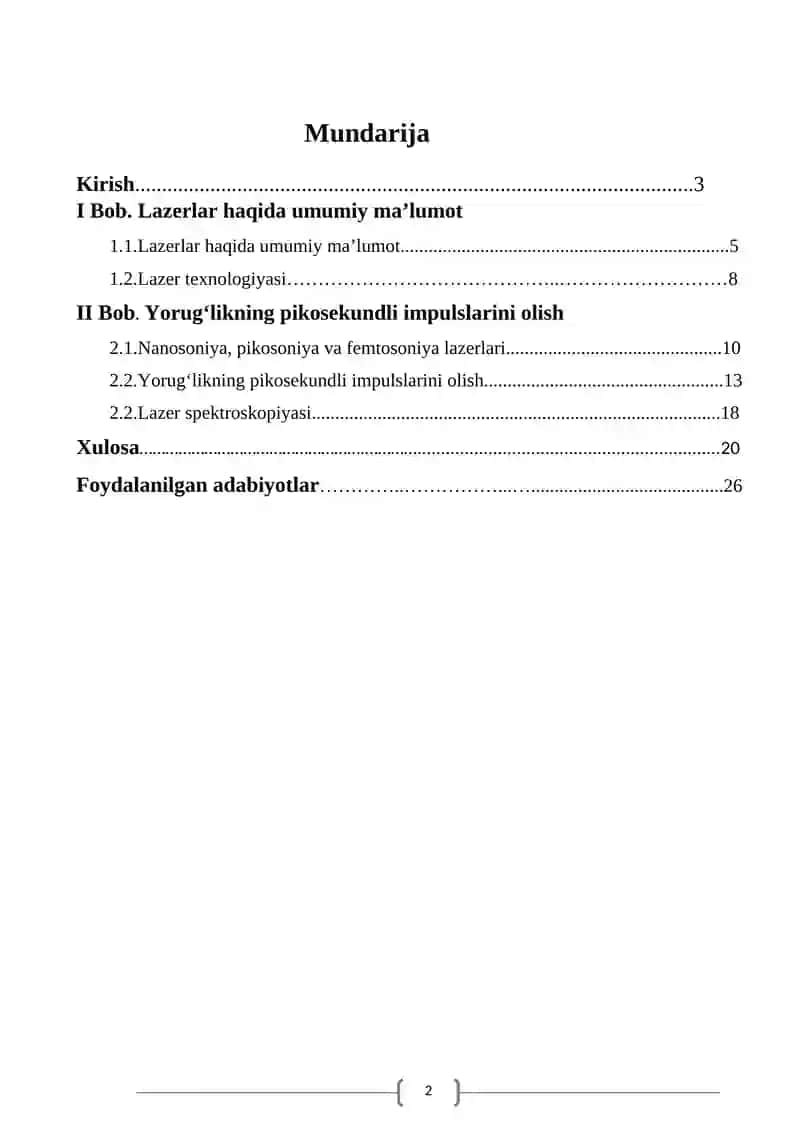 Yorugʻlikning pikosekundli impulslarini olish 2