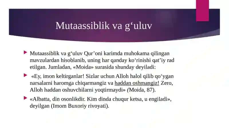 Mutaassiblik va g‘uluv Qur’oni karimda muhokama 2