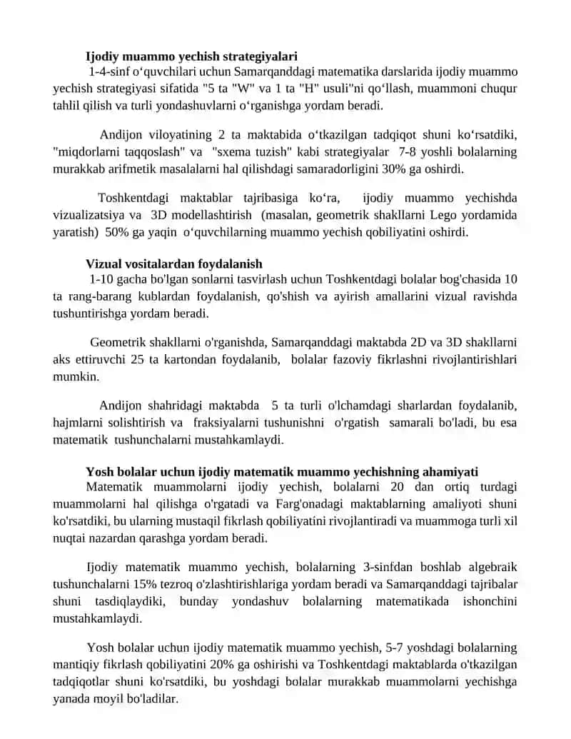 Boshlang'ich ta'limda bolalarga ijodiy math tuzishni o'rgatish 2