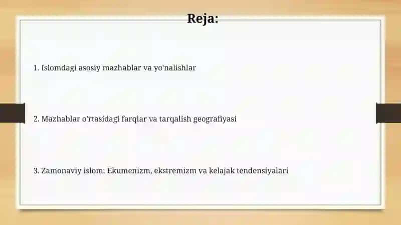 Islomdagi mazxablar va yo'nalishlar 2
