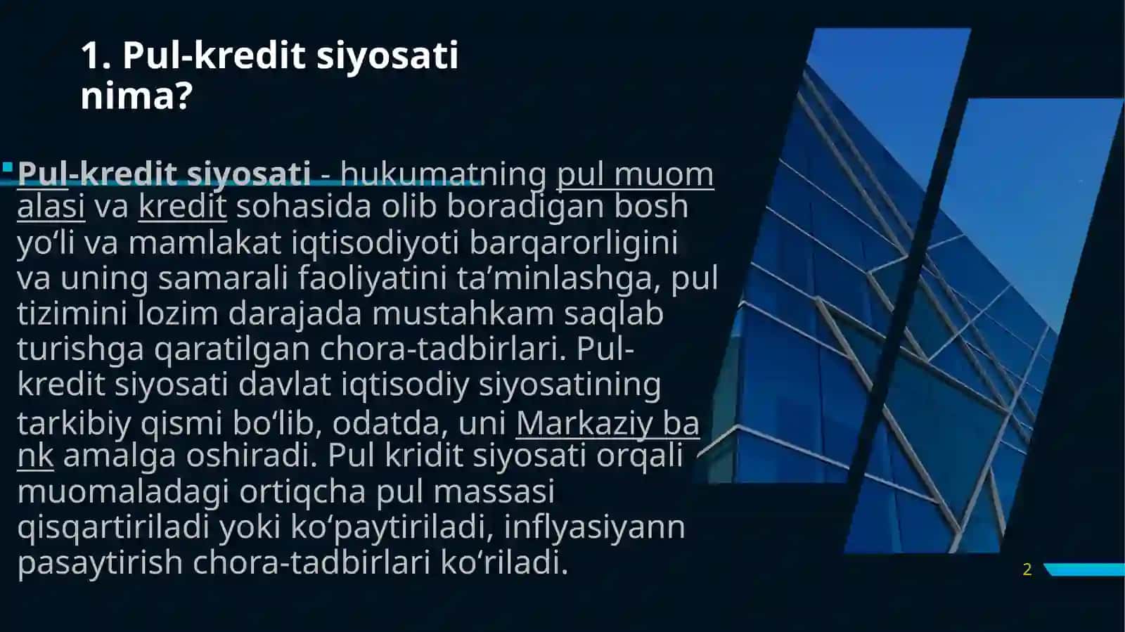 O’zbekiston Respublikasi pul-kreditsiyosati 2