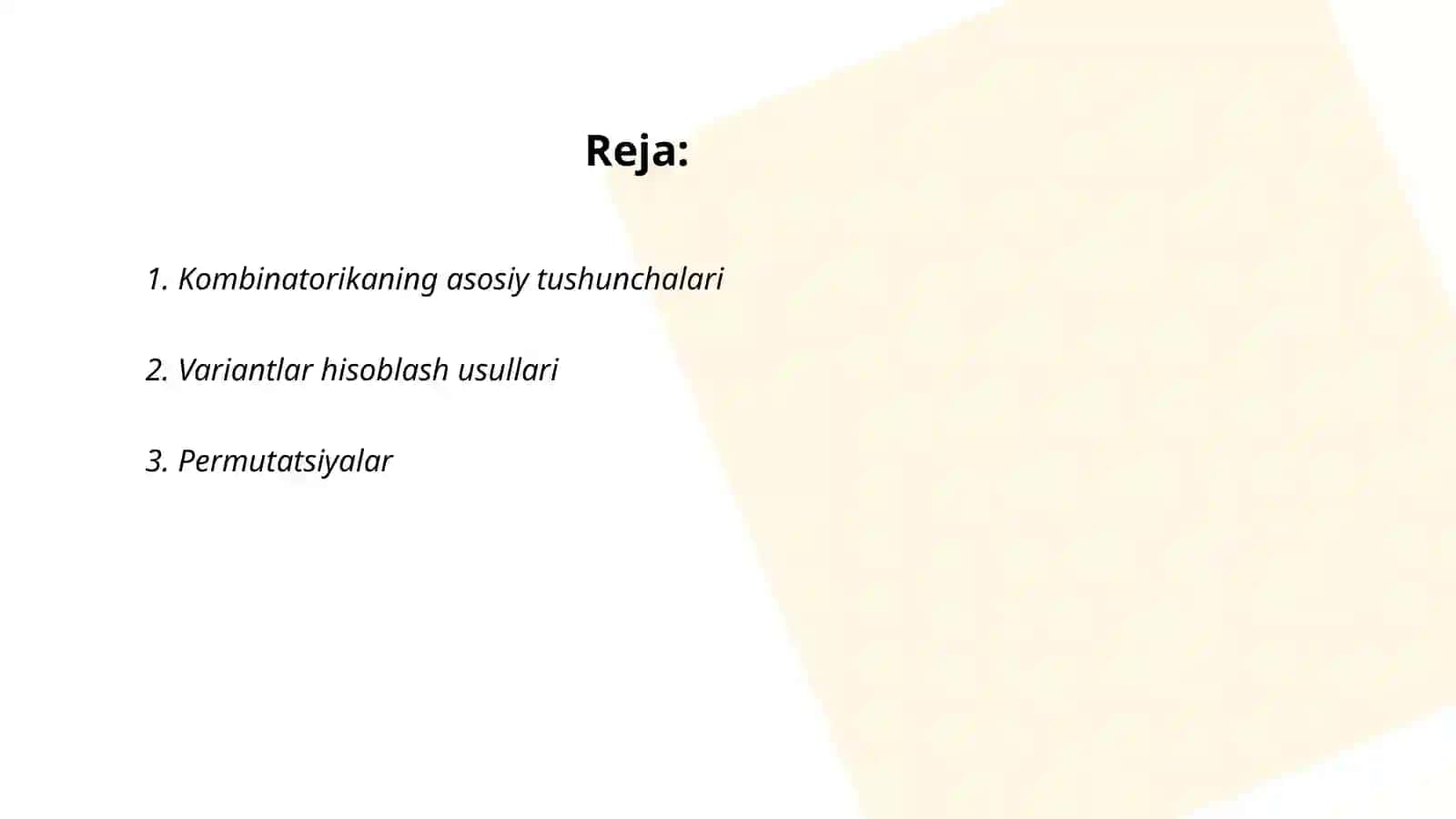 Kombinatorika masalalarini yechish usullari 2