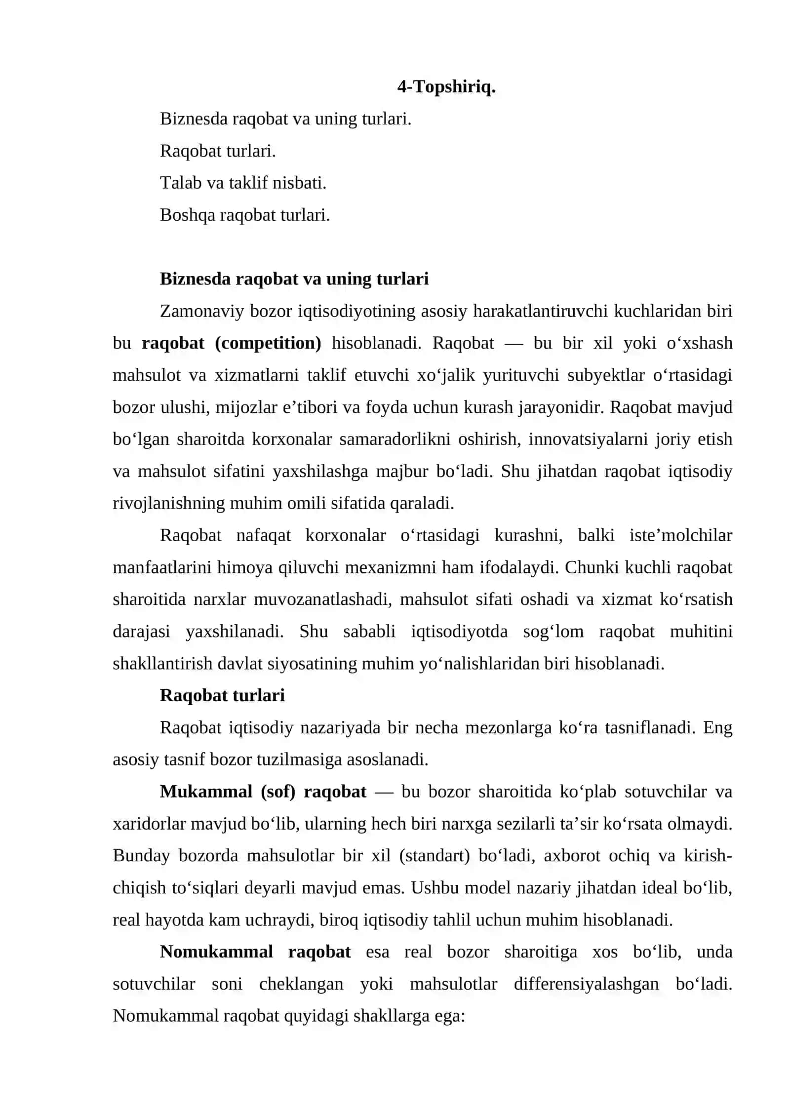 Biznesda raqobat va uning turlari 2