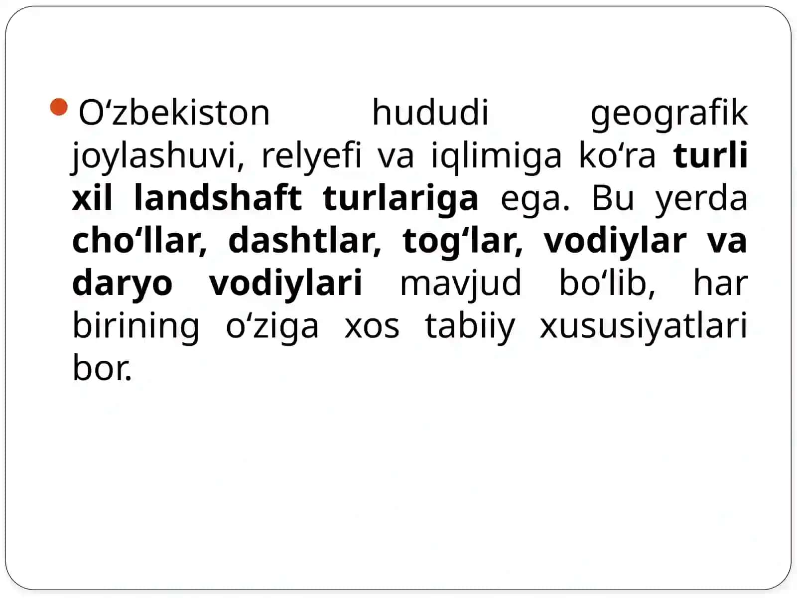 O‘zbekiston Respublikasi landshaftlari, tuproqlarining mintaqaviy tarqalishi va klassifikatsiyasi 2