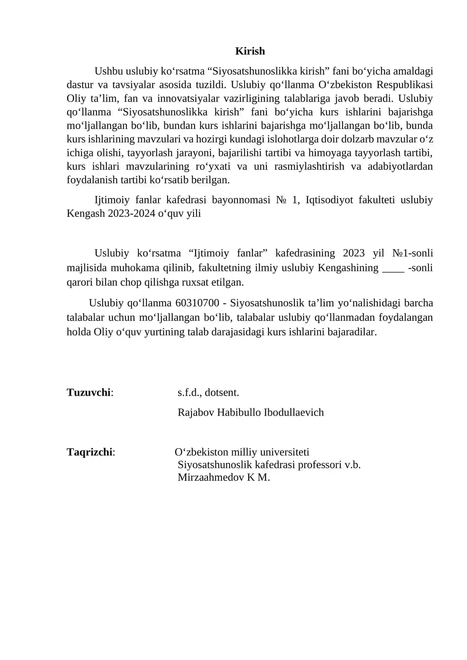 Siyosatshunoslikka kirish 2