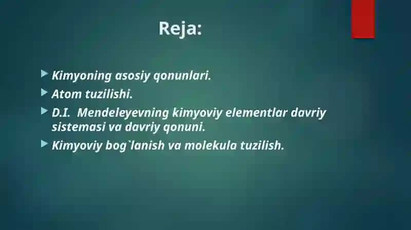 Umumiy kimyo ning asosiy qonunlari 2