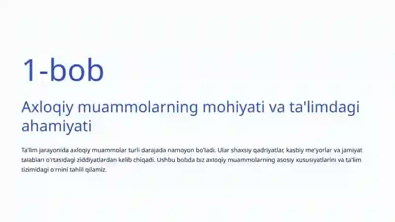 Axloqiy muammolar: Zamonaviy muammolar va yechimlar 2