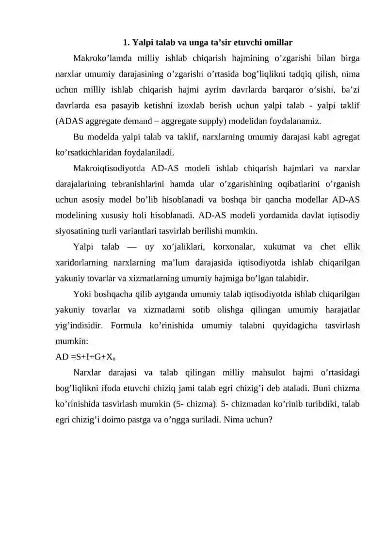 Yalpi talab - yalpi taklif modeli 2