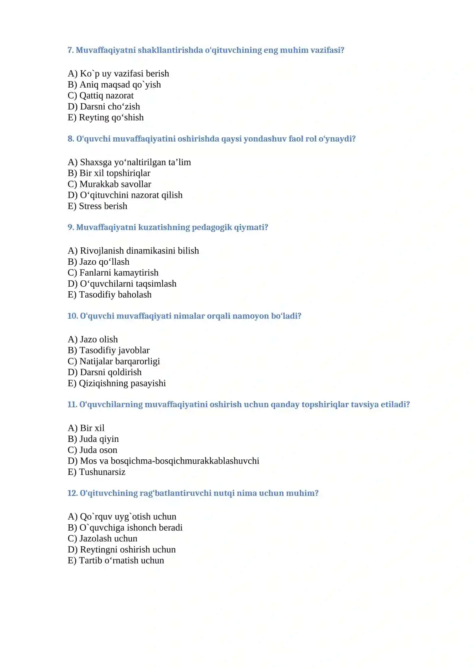Muvaffaqiyat testi 2