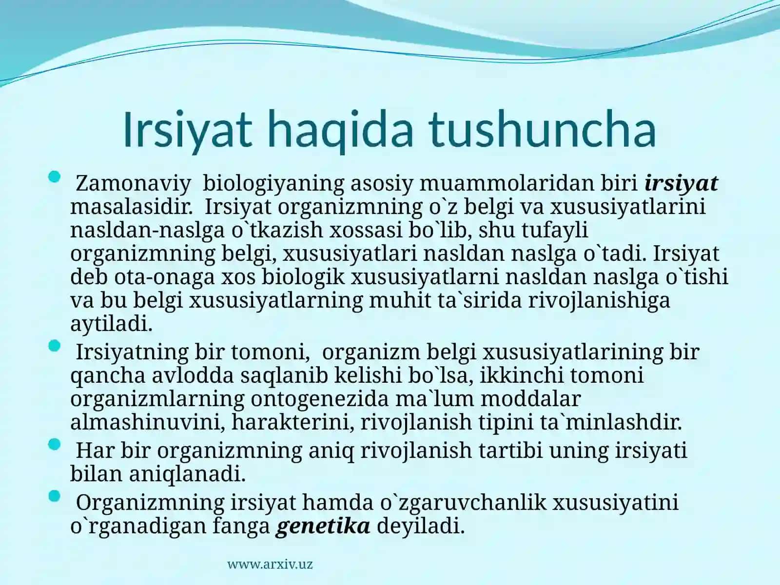 IRSIYAT MUHIT VA BOLA RIVOJLANISHI 2