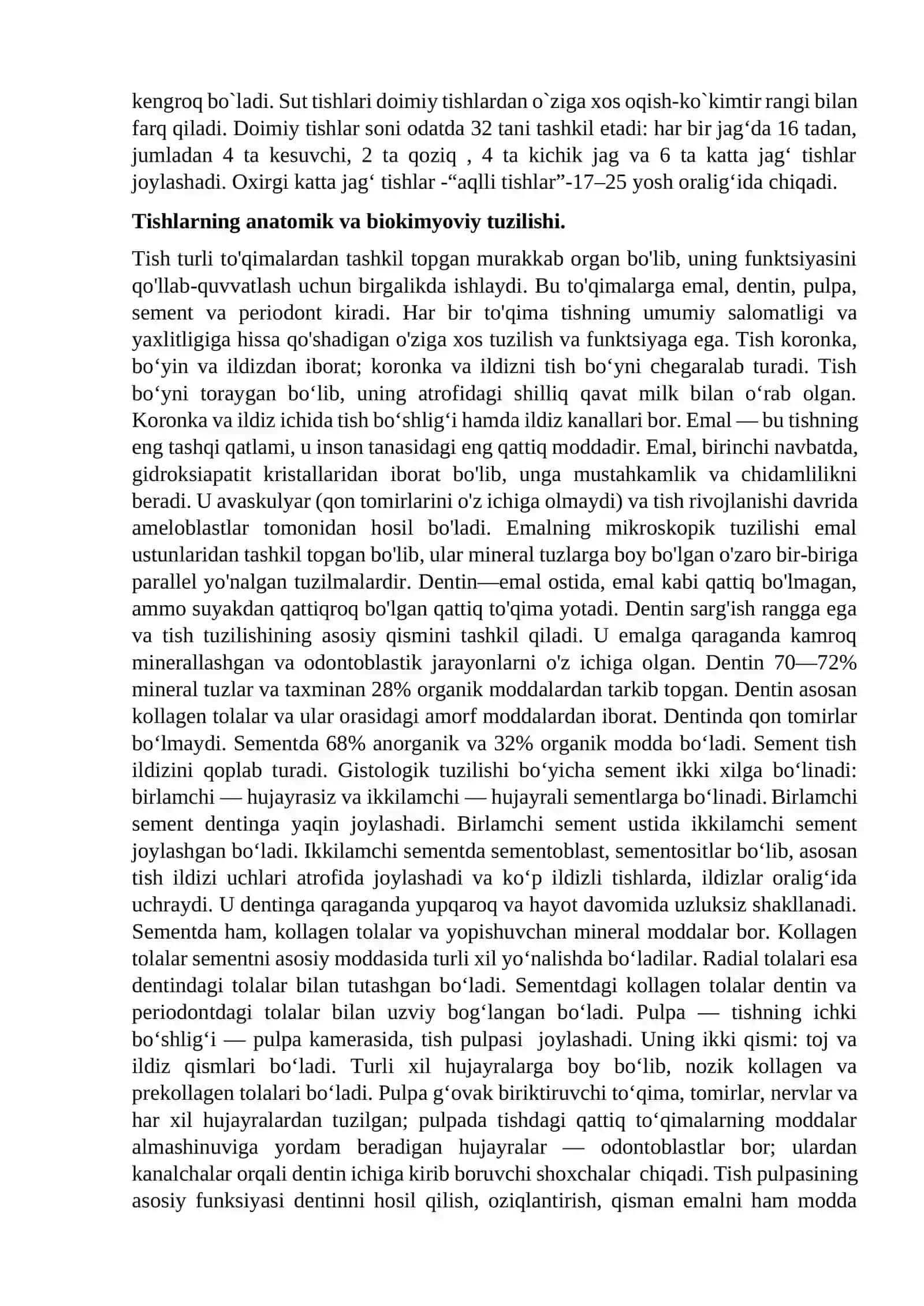 Maqola Tishlar rivojlanishi 2