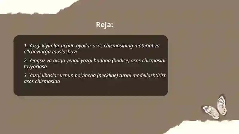 Ayollar asos chizmasini yozgi fasonda modellashtirish 2