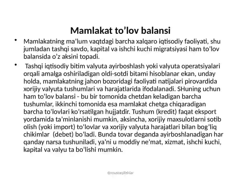 Mamlakat to’lov balansi 2