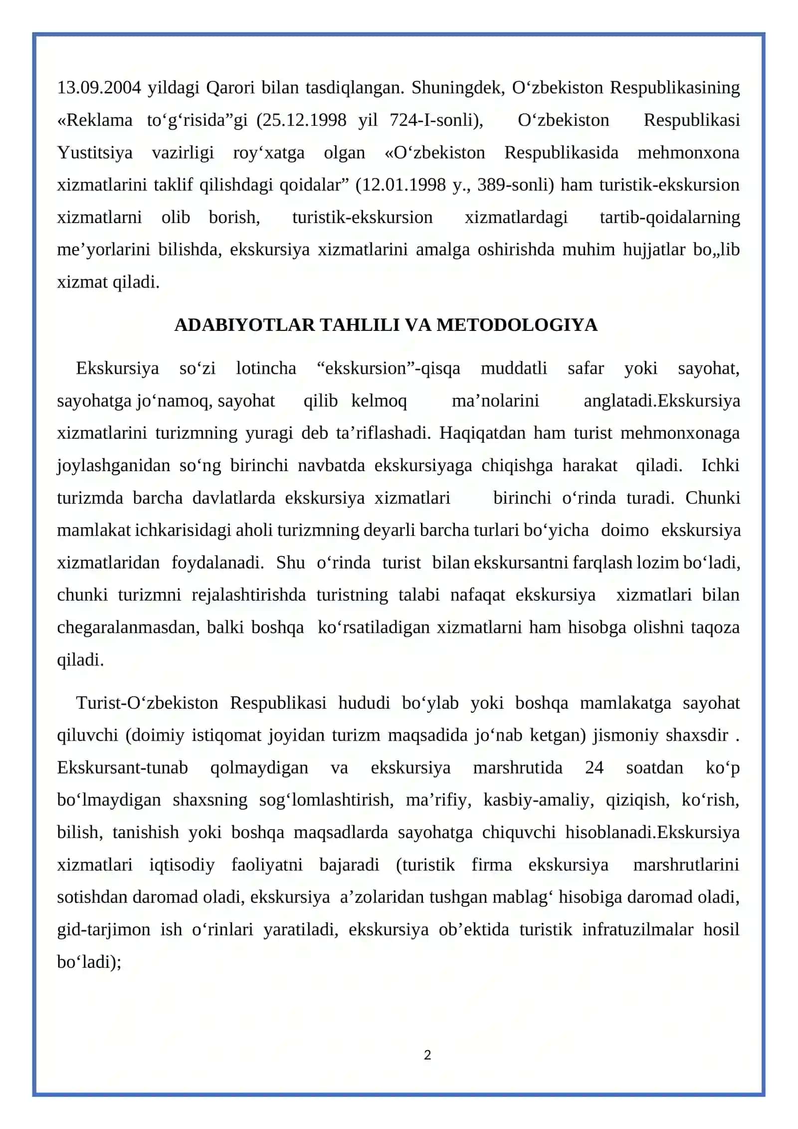 Ekskursiya xizmatlarining tarkibiy omillari 2