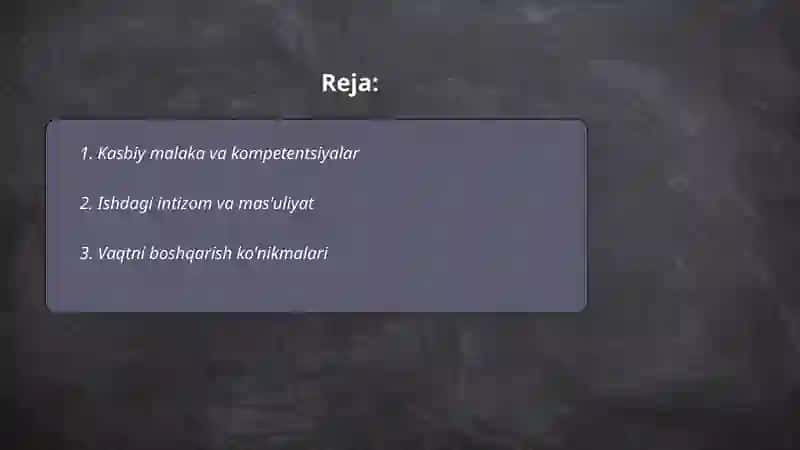 Kasbiy malaka va kompetentsiyalar 2