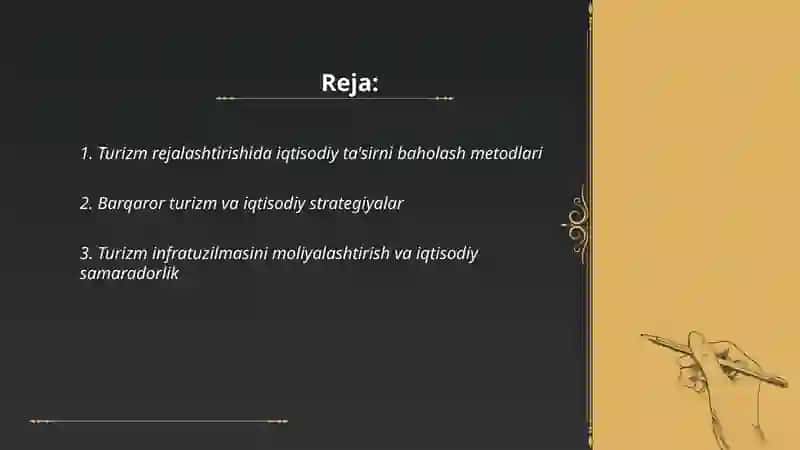 Turizmda rejalashtirishning iqtisodiy ekalogik va ijtimoiy- madaniy jihatlari 2