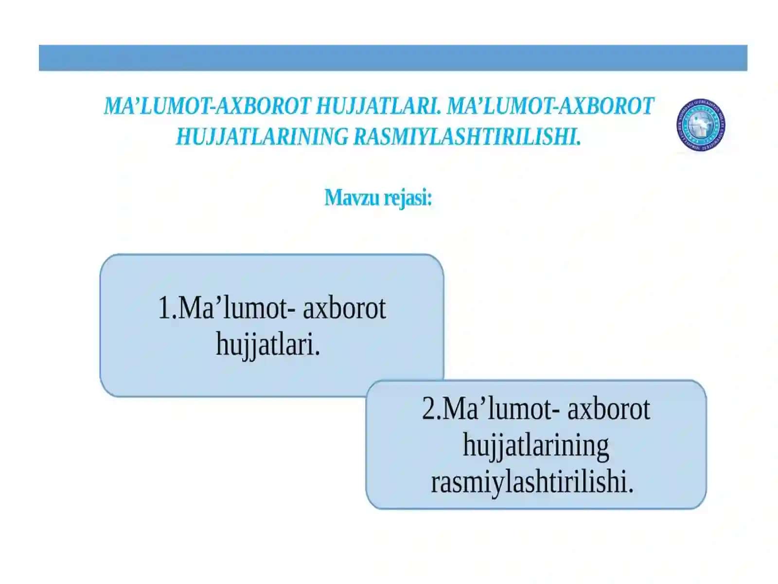Maʼlumot axborot hujjatlari 2