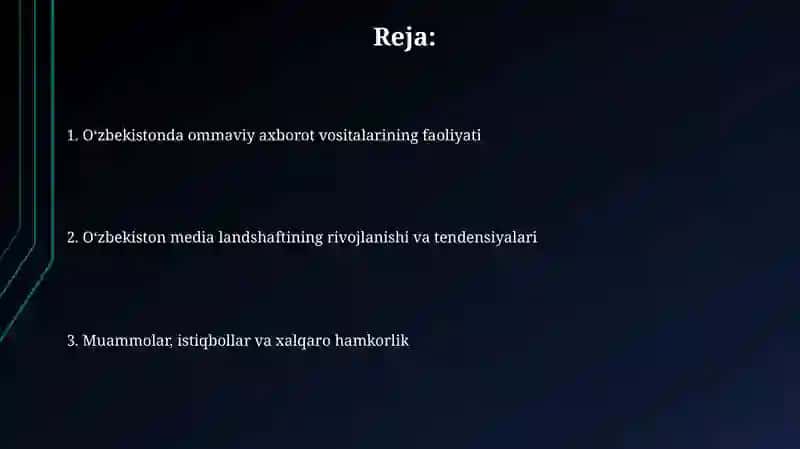 Oʻzbekiston Respublikasida ommaviy axborot vositalarining faoliyati 2