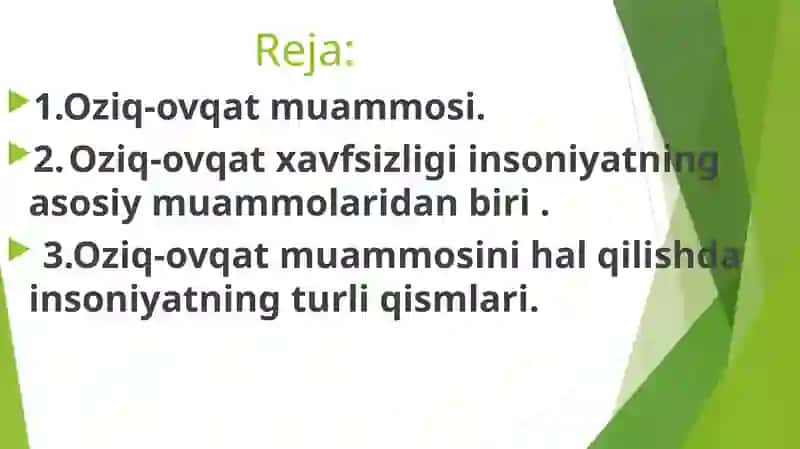 Oziq-ovqat muammosi 2