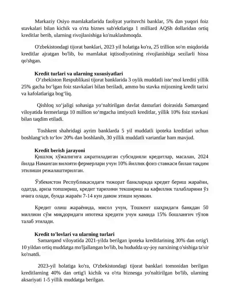 Kredit tizimi va banklar 2