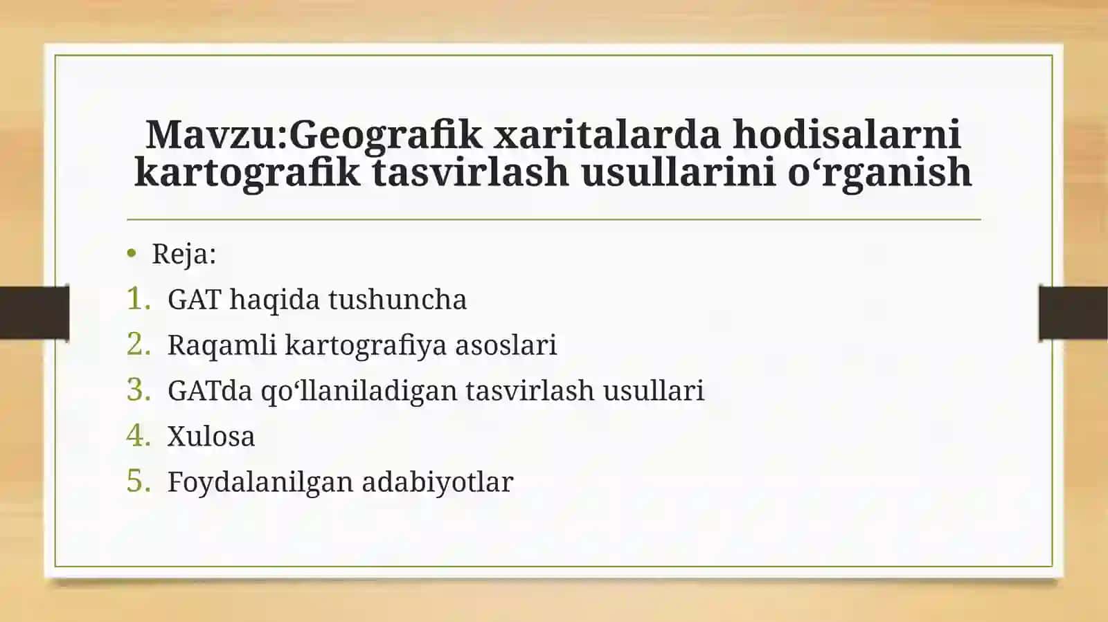 Geografik xaritalar dahodisalarni kartografik tasvirlash usullarini o'rganish 2