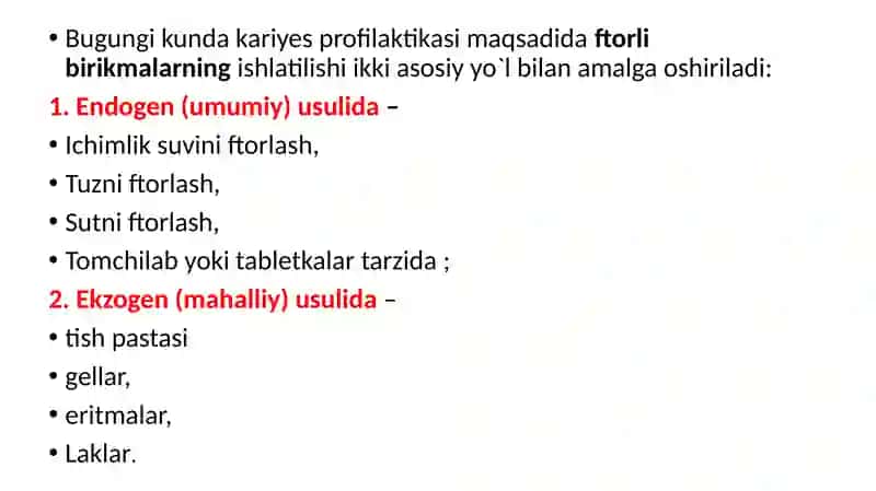 Karies kasalliklarining ommaviy profilaktikasi 2