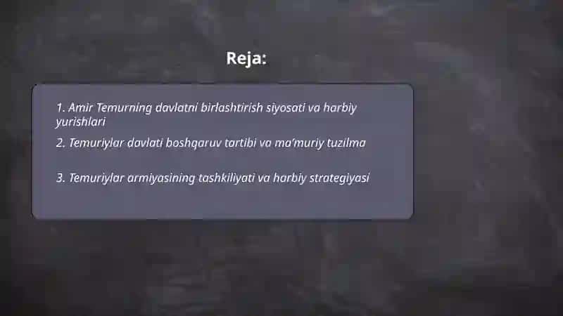 Amir Temur davri davlatchiligi 2