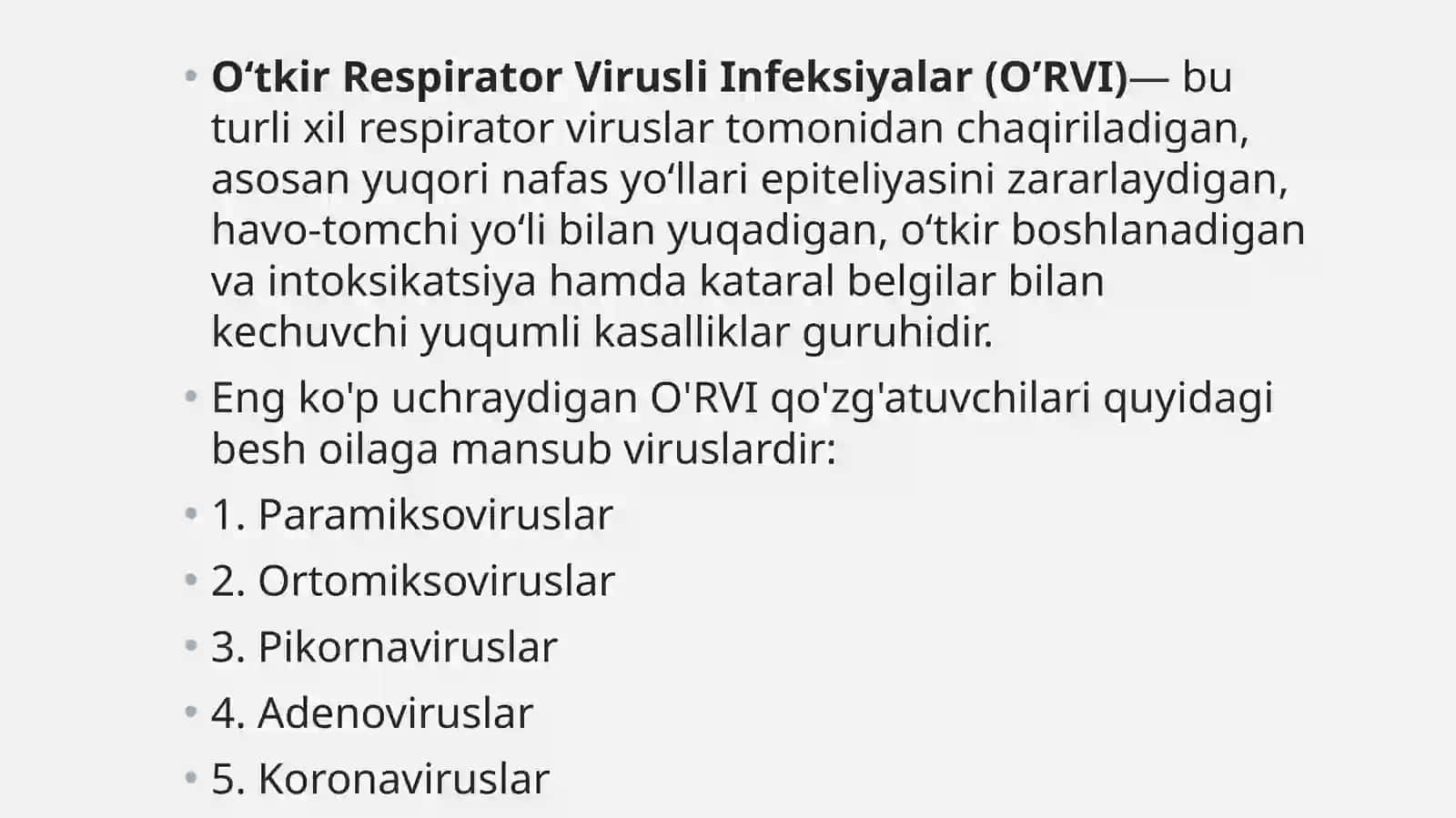 O’tkir respirator virusli infeksiyalar(O’RVI) 2