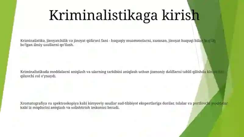 Kriminalistikada Kimyoning O’Rni 2