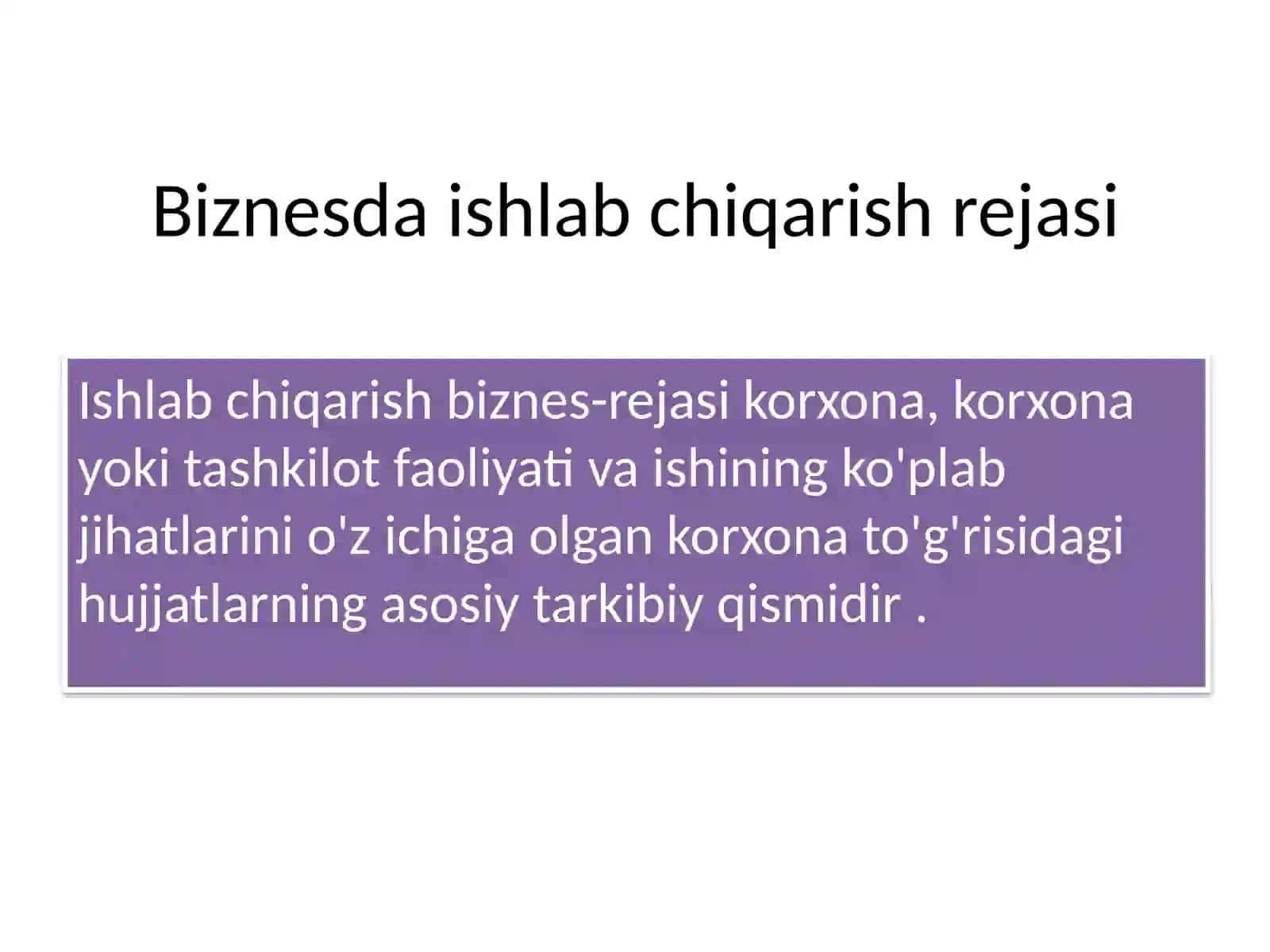 Ishlabchiqarish rejasasi 2