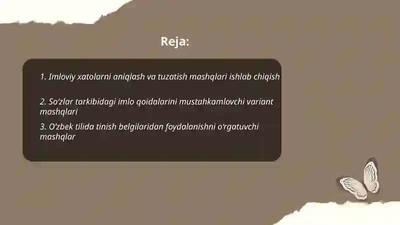 Imloviy savodxonlikni oshirish bõyicha mashqlar ishlab chiqish 2