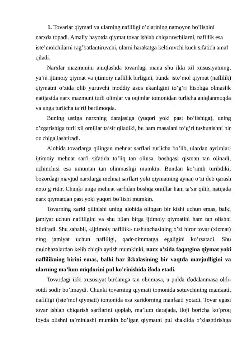 Narxga Nisbatan Xaridorlar Munosabati 2