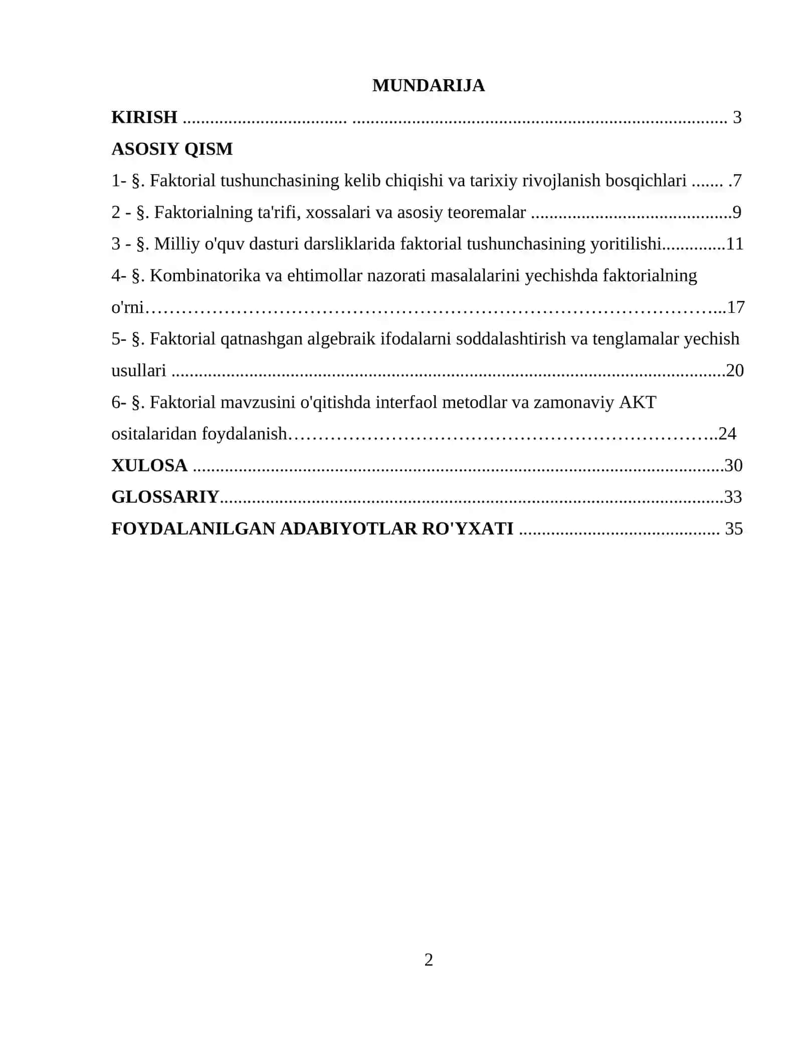 Faktorial mavzusini o'qitish metodikasi 2