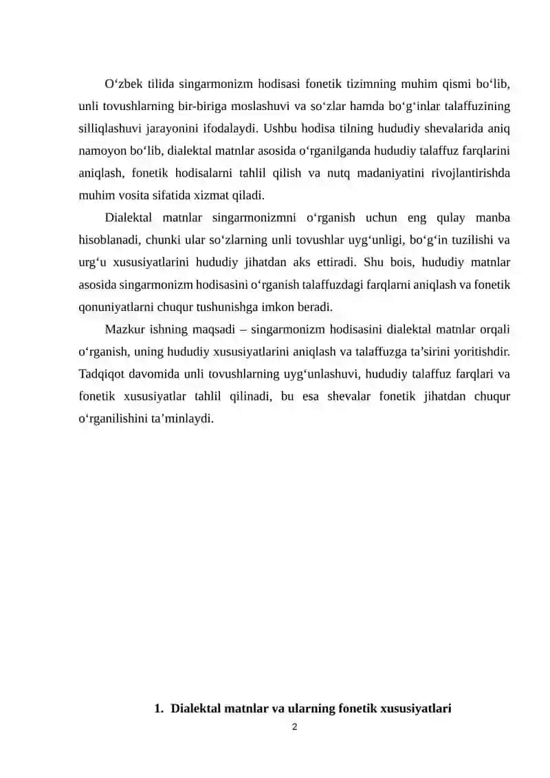 Singarmonizm hodisasining dialektal matnlarda o‘rganilishi 2