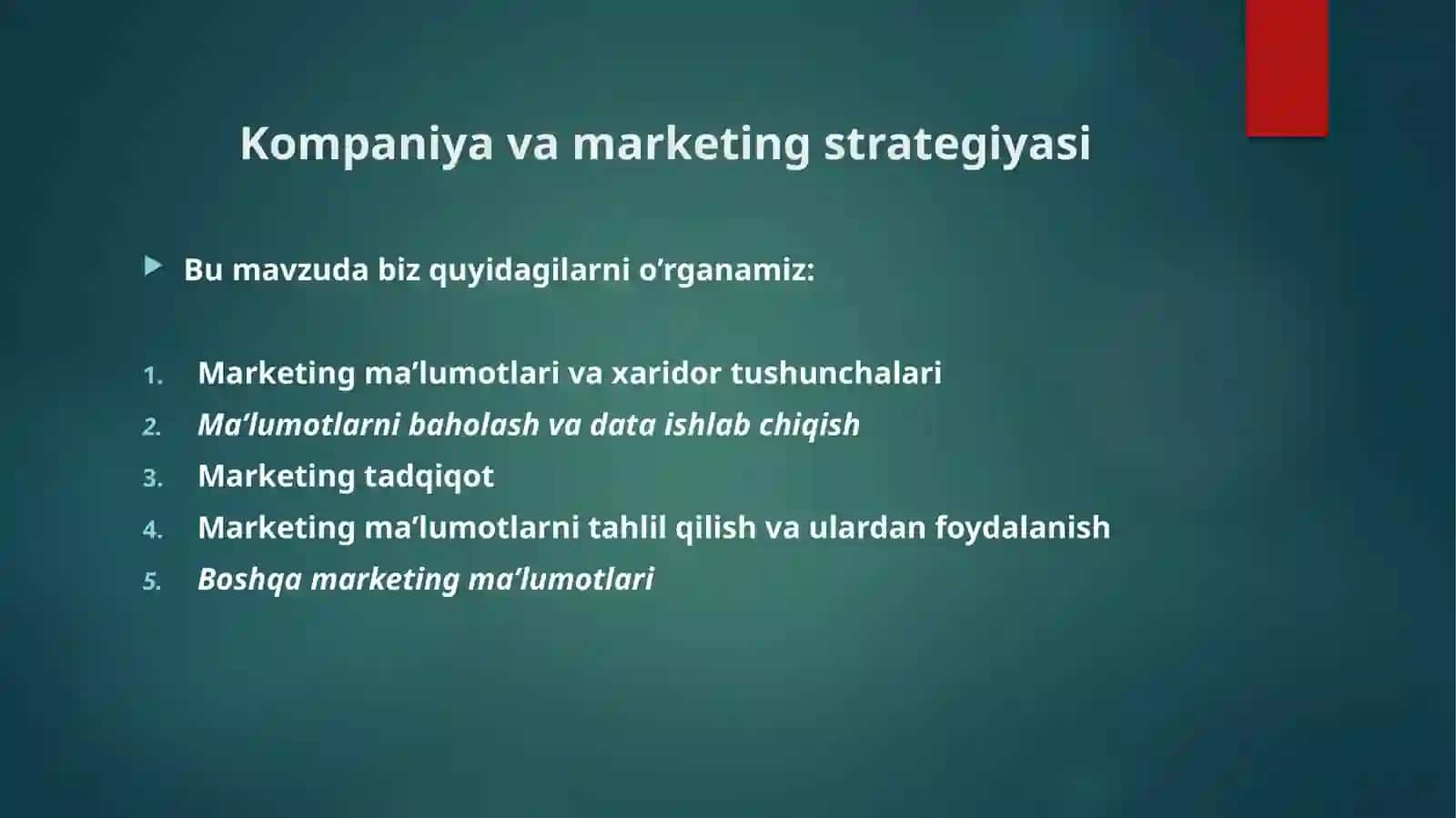 Marketing ma’lumotlarini boshqarish 2
